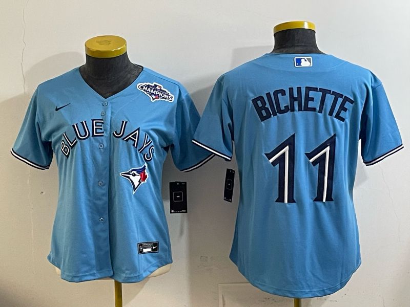 Women 2025 Nike Toronto Blue Jays #11 Bichette Light Blue Game MLB Jersey 02